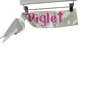 Kids Piglet Sash White with Pink Glitter Letters Halloween Costume Accessory